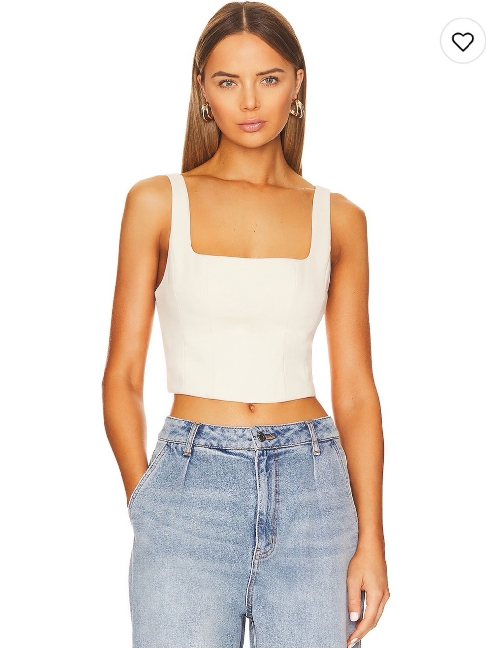 Show Me Your MuMu Cream Square-Neck Cropped Tank